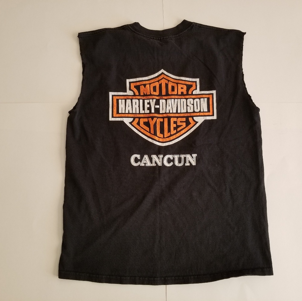 Harley Davidson Cancun Sleeveless Black Shirt SZ M